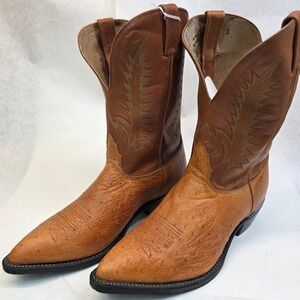 Nocona Cowboy Boots Mens 11 EEE Brown Butterscotch, Ostrich Exotic Leather